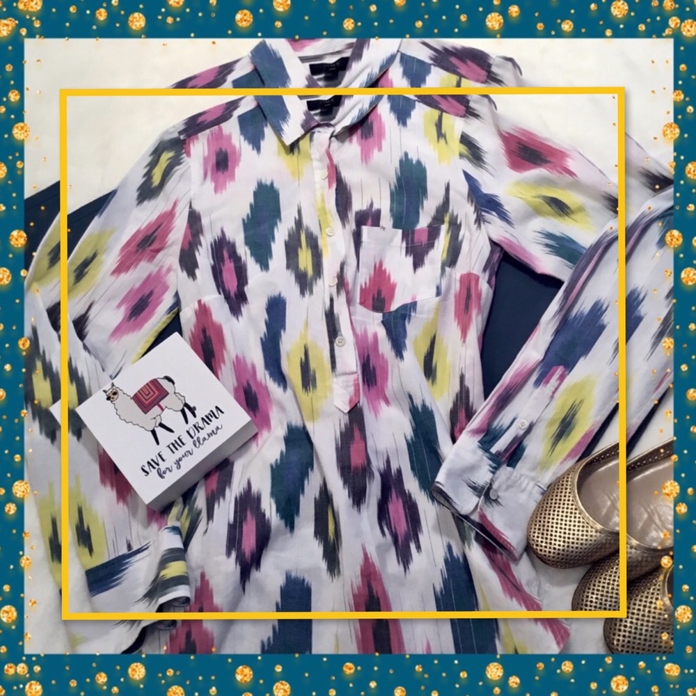 J.CREW WOMENS WATERCOLOR PRINT BLOUSE 0